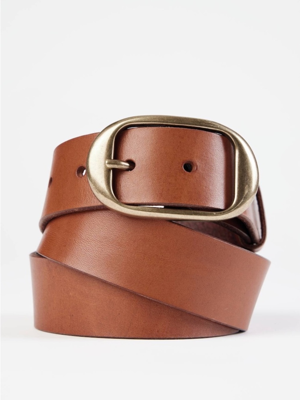 J. Jill Cognac Brown Leather Brass Oval Buckle